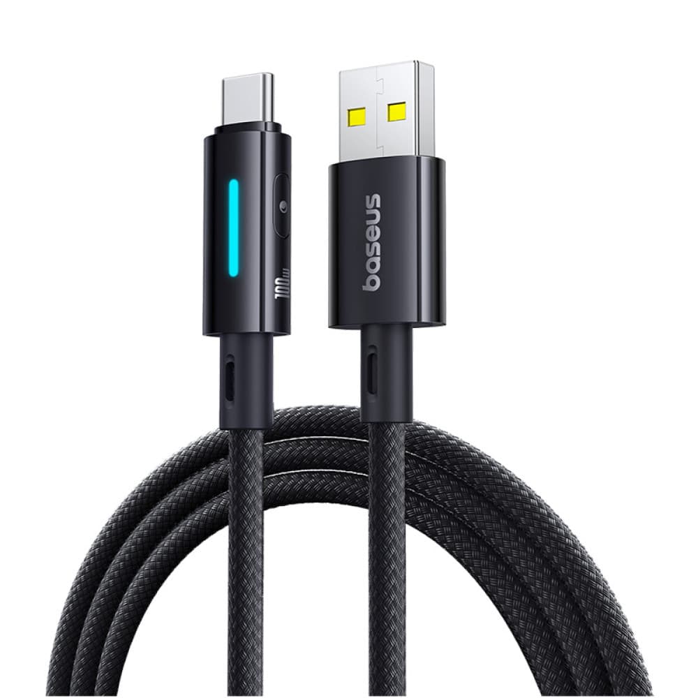 Baseus Data Cable Lit USB na Type-C 100W Rychlé nabíjení LED světlo Tlačítko 2m Kosmická černá - náhled 1