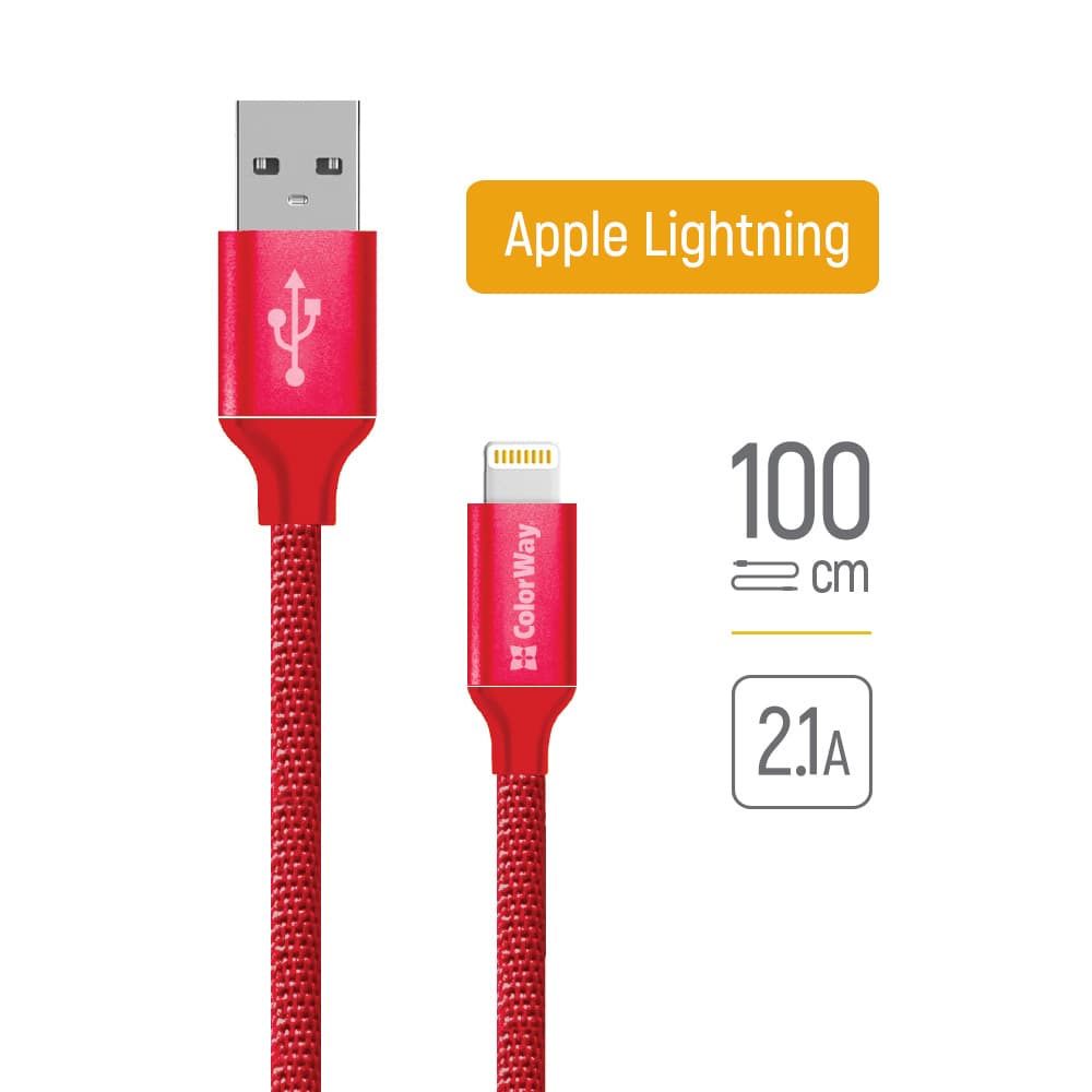 ColorWay datový kabel USB 2.0 na Apple Lightning 1m červený - náhled 1