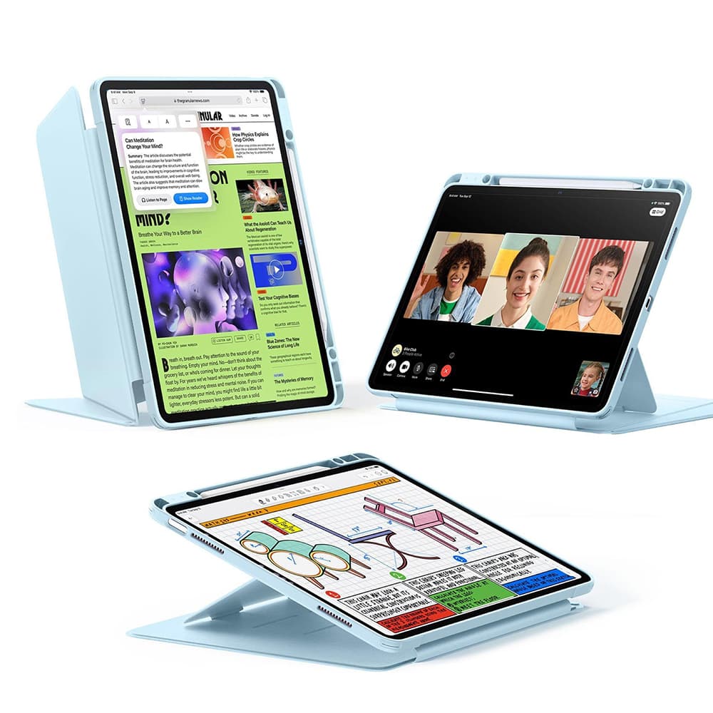Pouzdro ESR Flip Hybrid s držákem na tužku iPad Air 13 2024/2025 nebesky modré - náhled 1