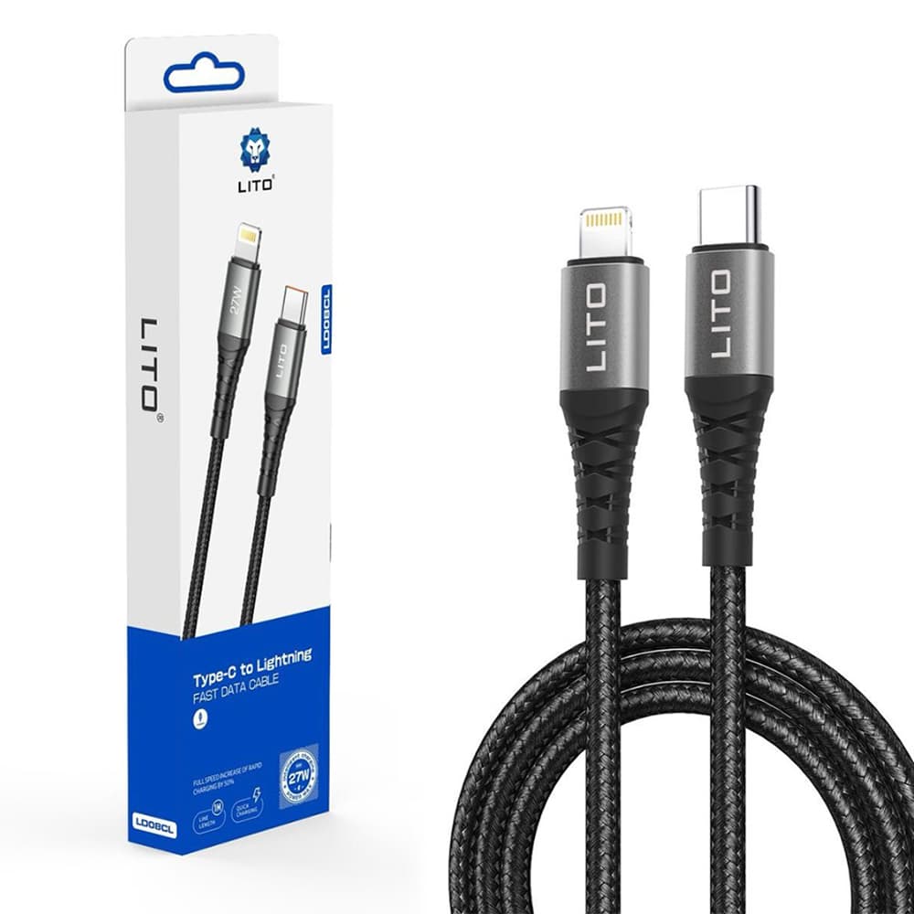 Lito Datový kabel LD22CL Type-C na Lightning Rychlonabíjecí 27W 2m černý - náhled 1