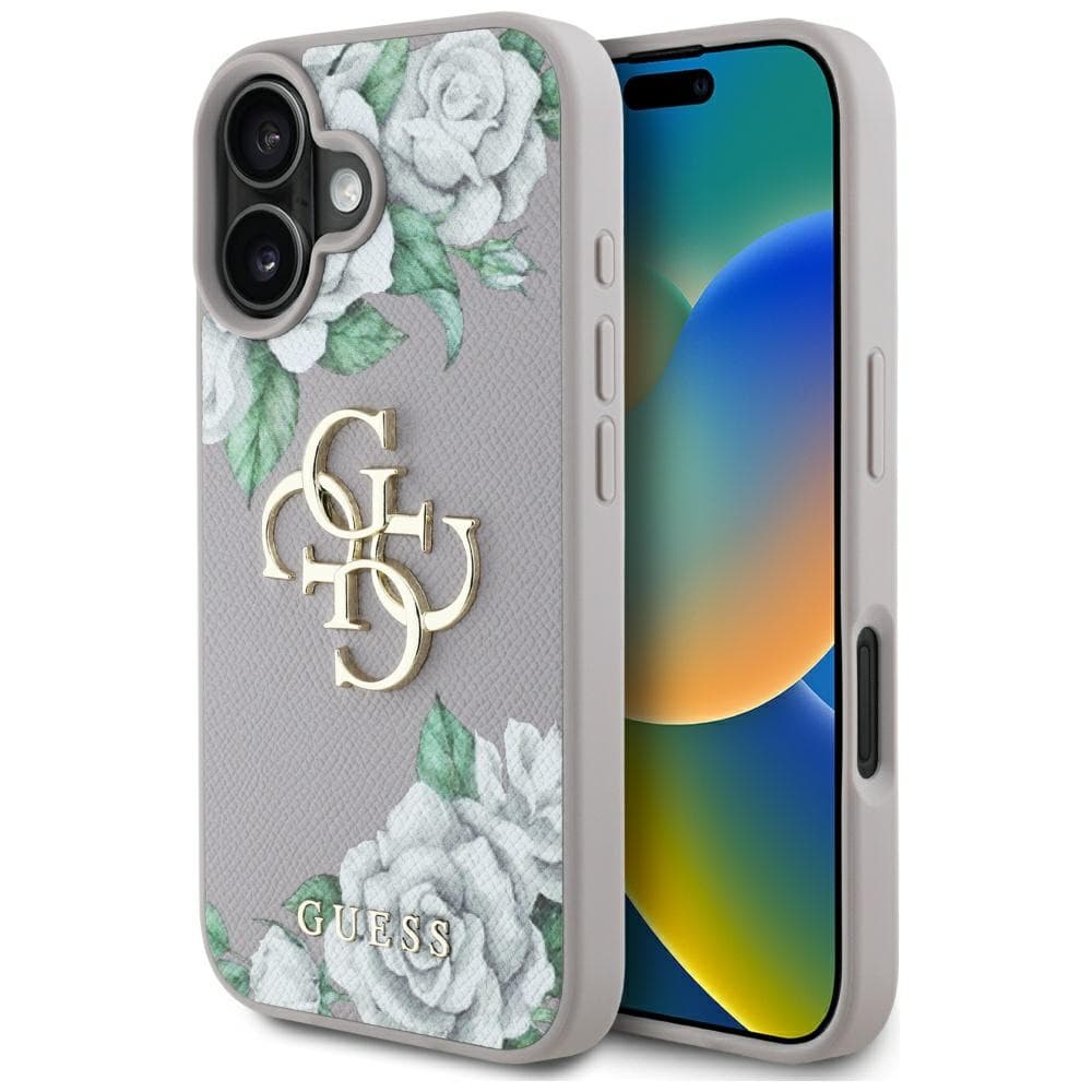 Guess Hardcase 4G Grained Roses Big Logo iPhone 16 fialová - náhled 1