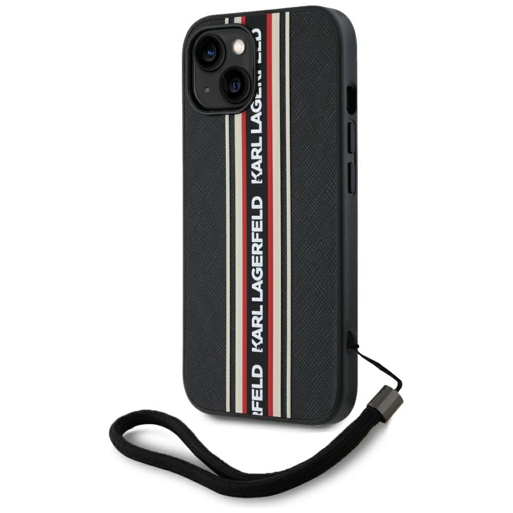 Karl Lagerfeld Saffiano Athleisure Stripes Cord iPhone 15 červená - náhled 1