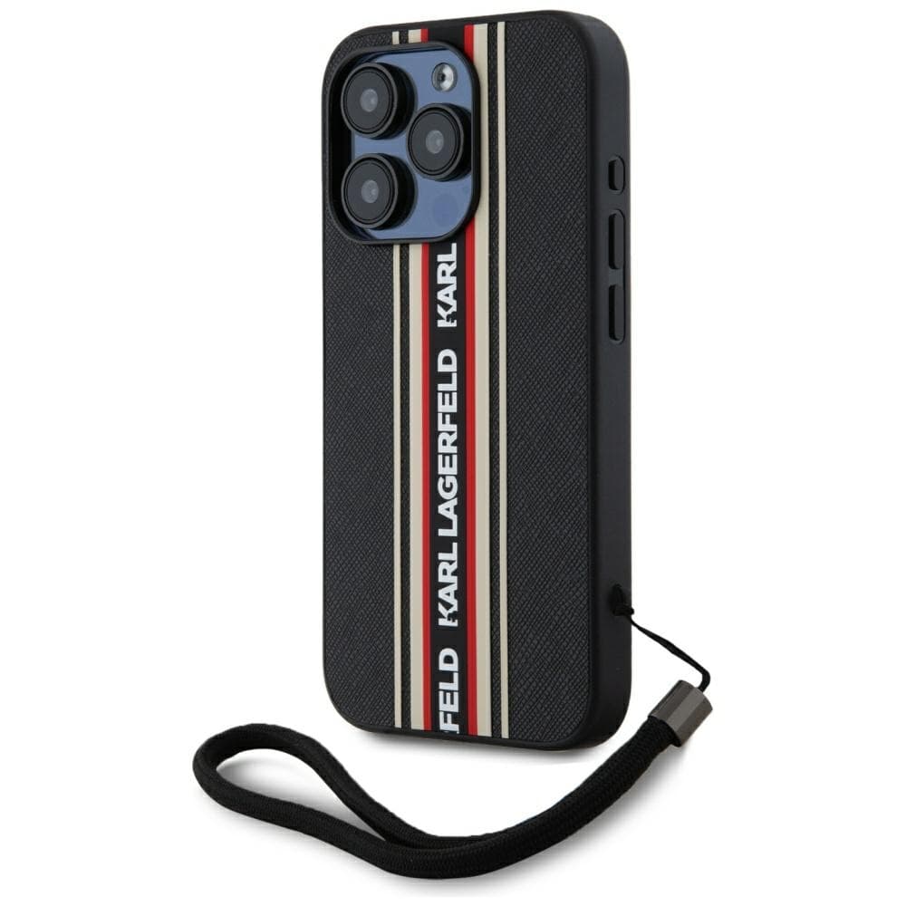 Karl Lagerfeld Saffiano Athleisure Stripes pouzdro iPhone 15 Pro Max červené - náhled 1