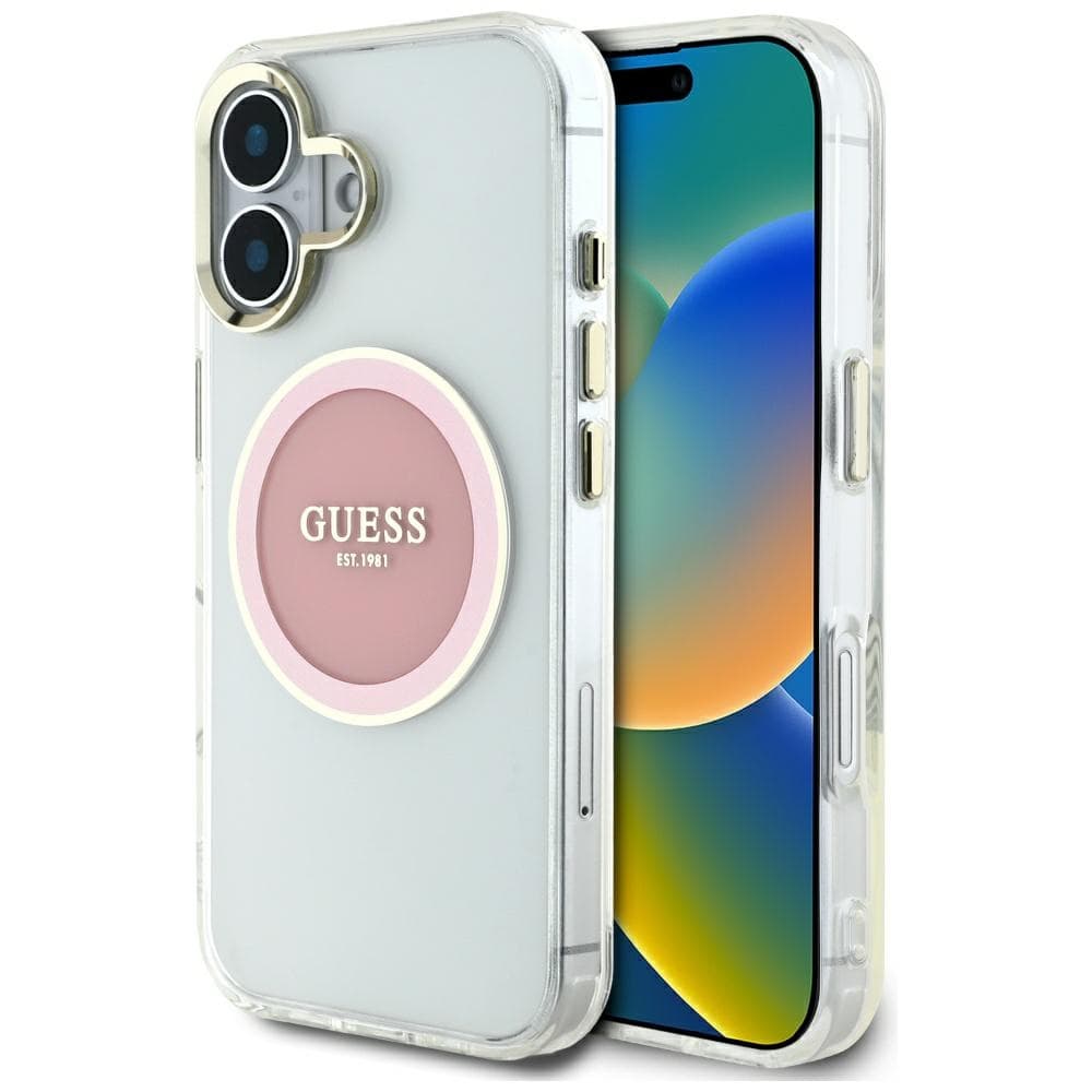 Guess IML Metal Colored Circle MagSafe GUHMP16SHTDRCEDP iPhone 16 růžová - náhled 1