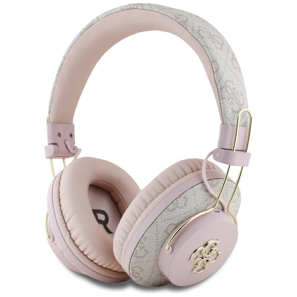 Guess Wireless Headphones 4G Metal Logo růžová Bluetooth 5.3 ENC USB-C Eco-Leather On-ear 300mAh - náhled 1