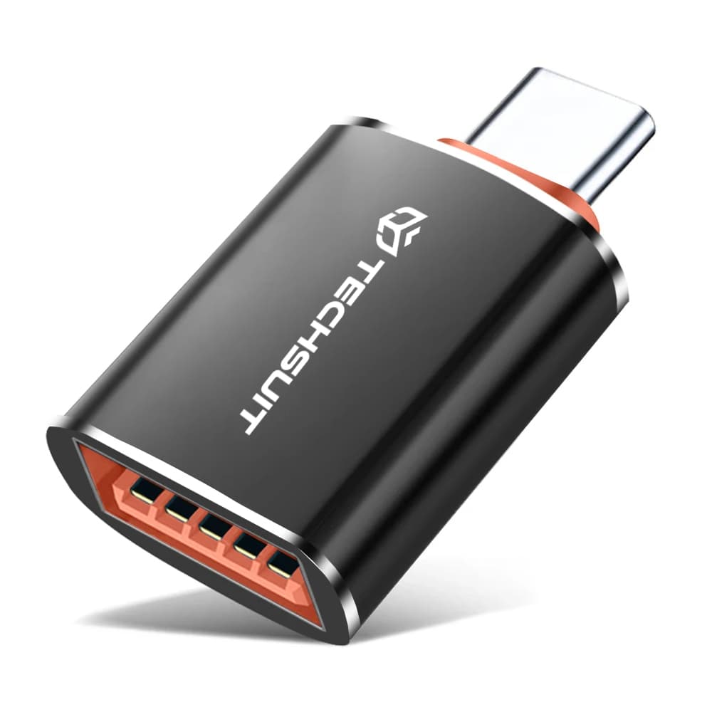 Techsuit Premium OTG Adaptér HyperPort (A2) USB na Type-C 5Gbps 6A 120W černá oranžová - náhled 1