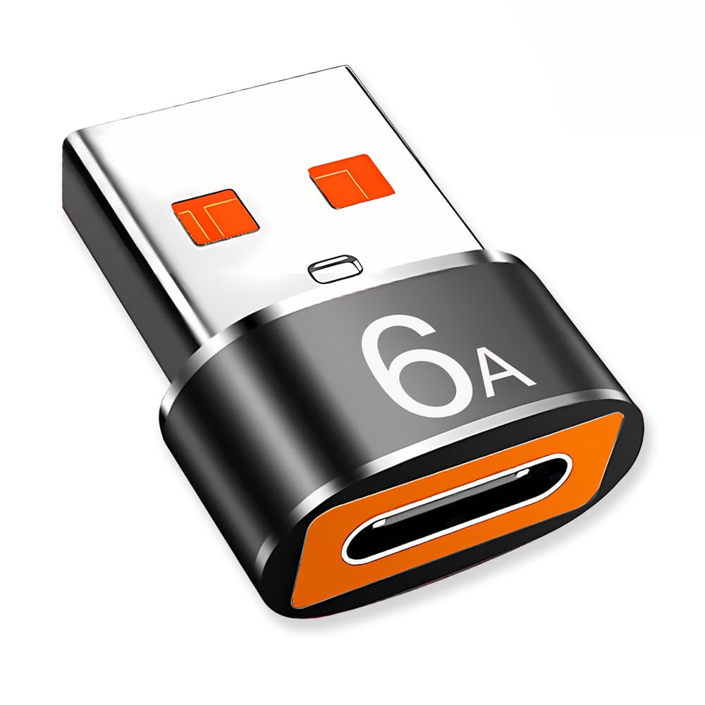 Techsuit Premium OTG Adaptér HyperPort (A4) Type-C na USB 5Gbps 6A 120W pro telefon černá oranžová - náhled 1