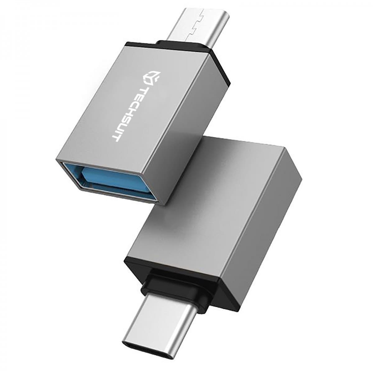 Techsuit 2 ks OTG adaptérů DuoVoltX A13 USB na Type-C 3A 5Gbps šedá - náhled 1