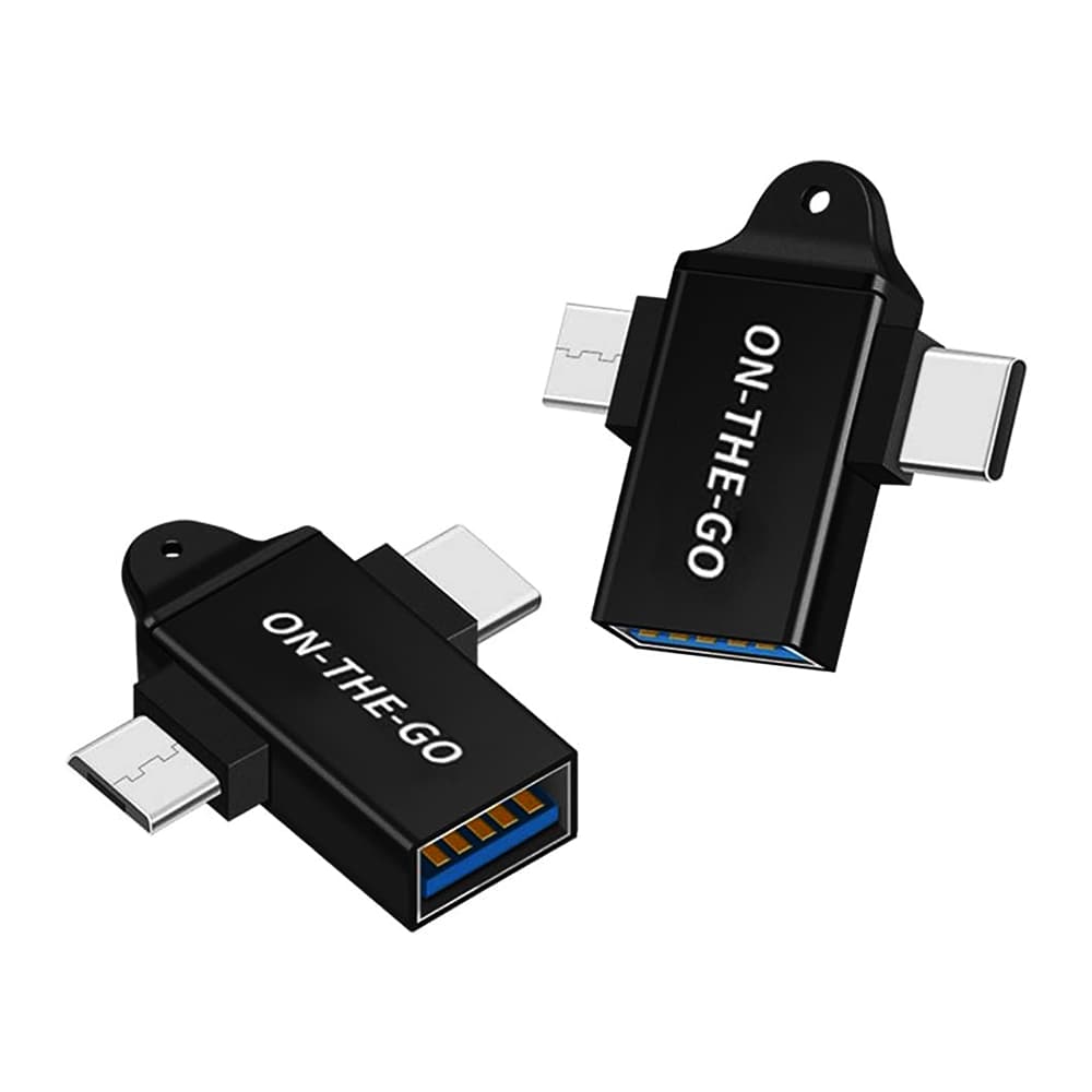 Techsuit OTG adaptér AluCoreX (A15) 3v1 USB na Micro-USB + Type-C černý - náhled 1