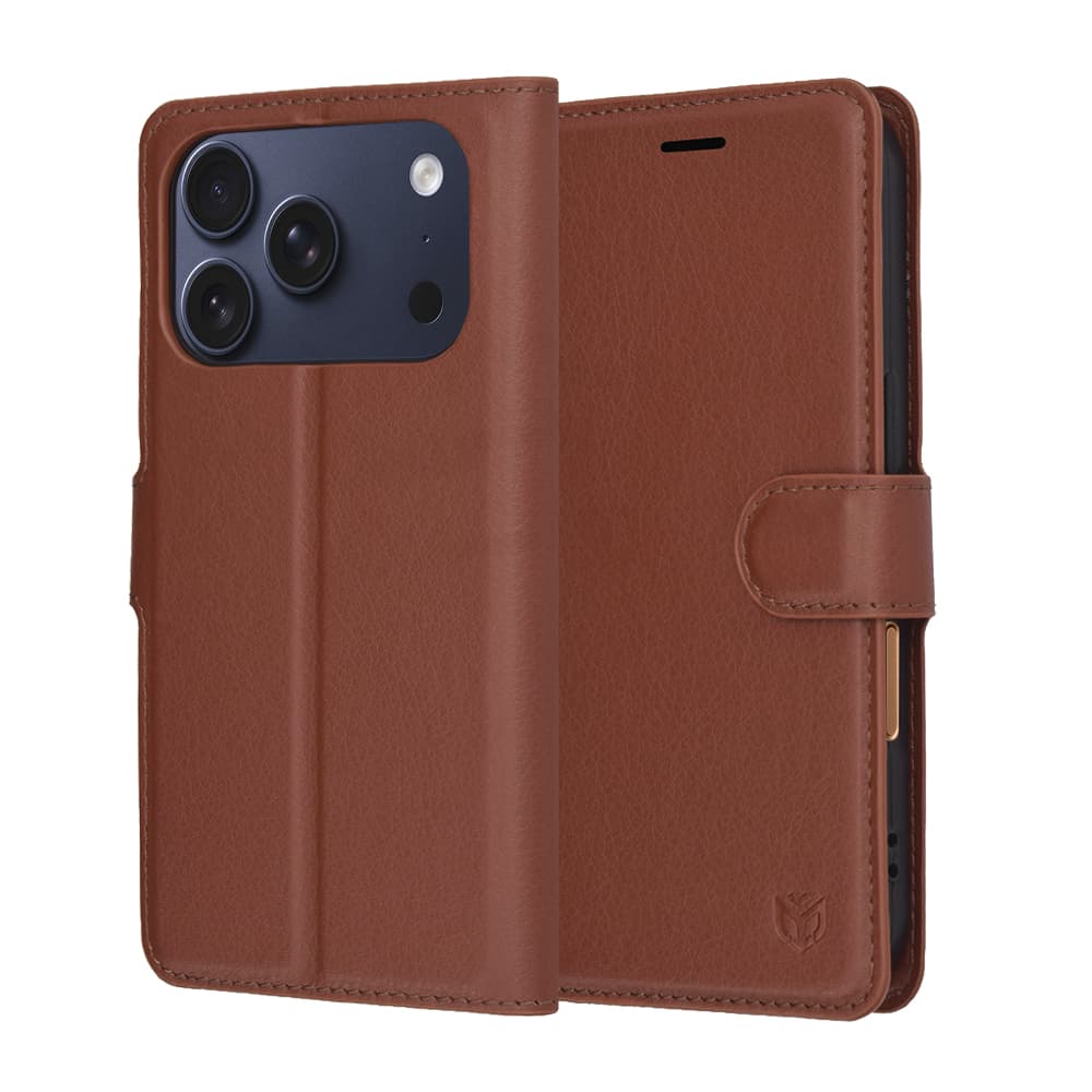 Kožené pouzdro Techsuit pro iPhone 17 Pro hnědé - náhled 1
