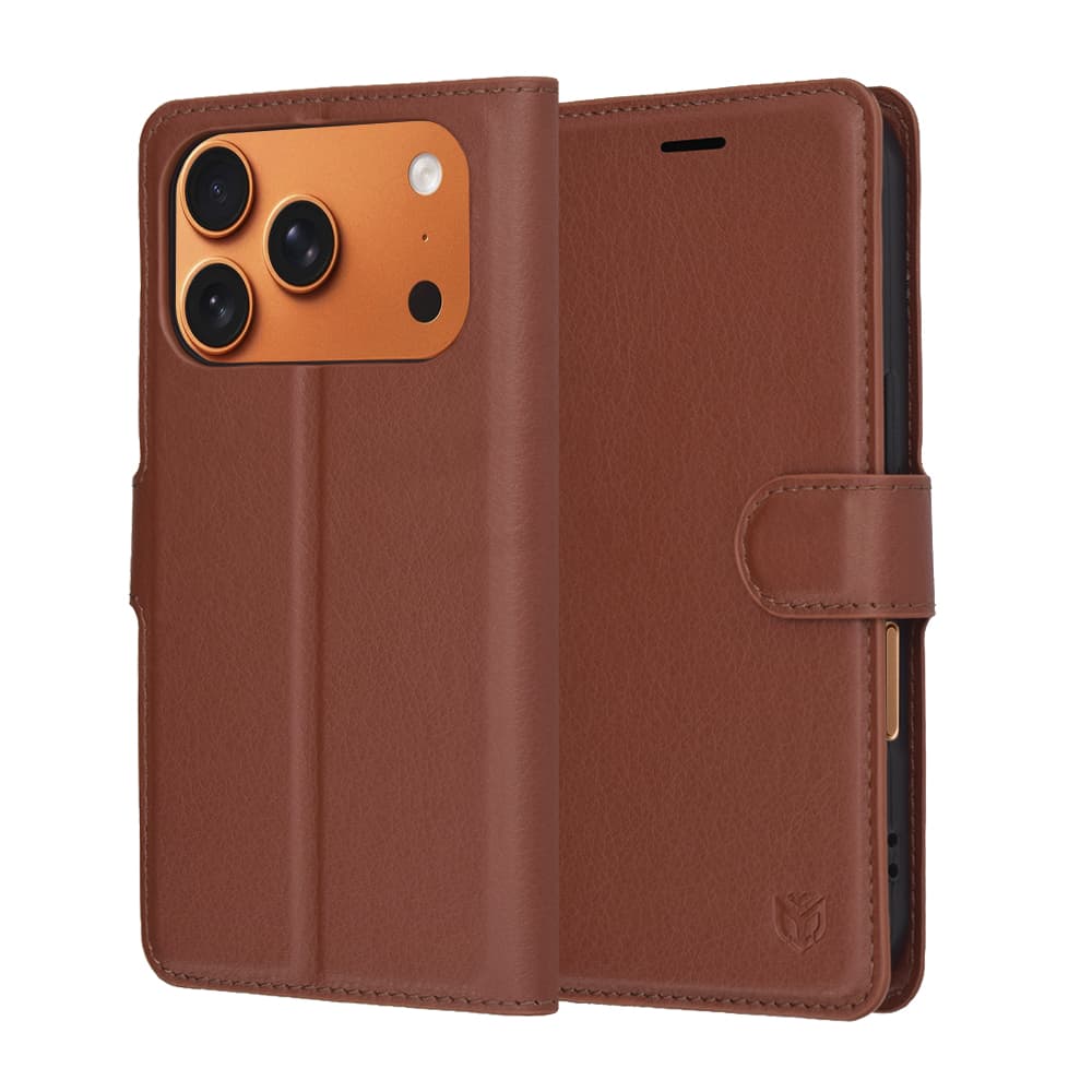 Pouzdro Techsuit Leather Folio pro iPhone 17 Pro Max hnědé - náhled 1