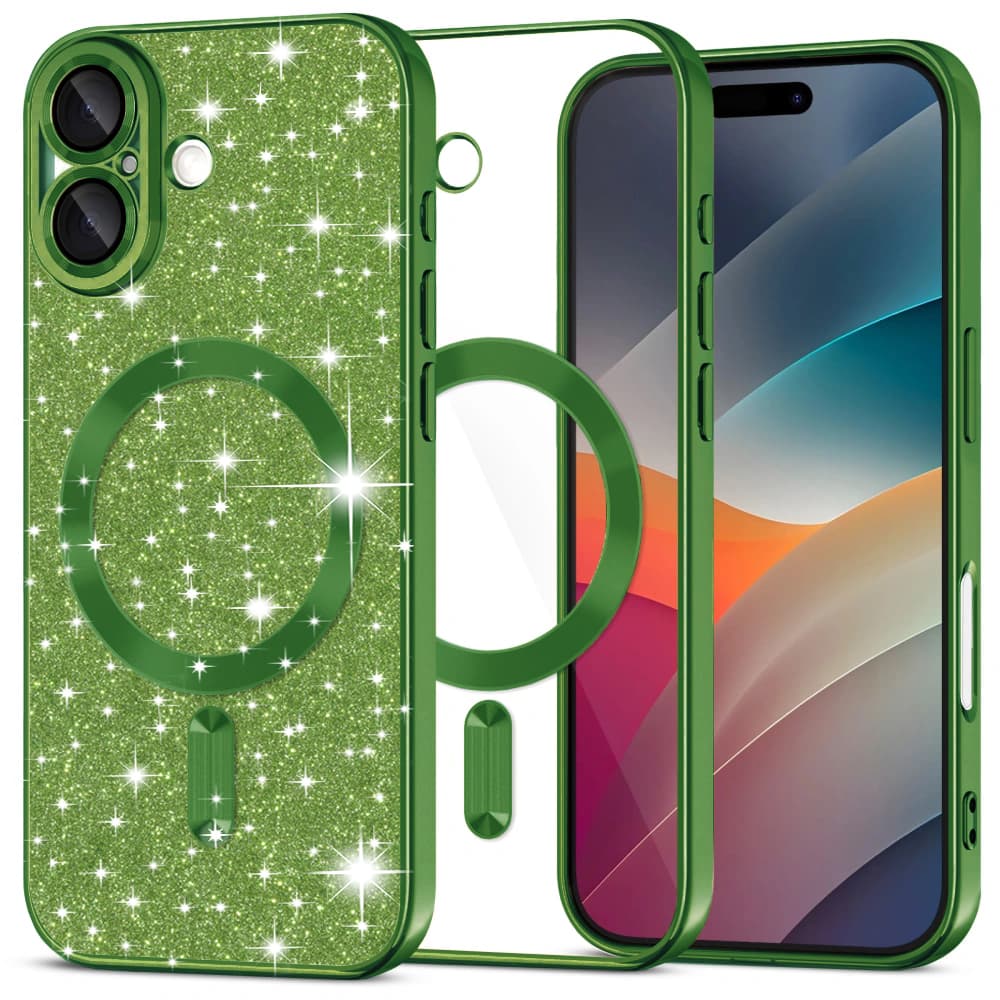 Techsuit Luxury Glitter MagSafe pro iPhone 17 v tmavě zelené - náhled 1