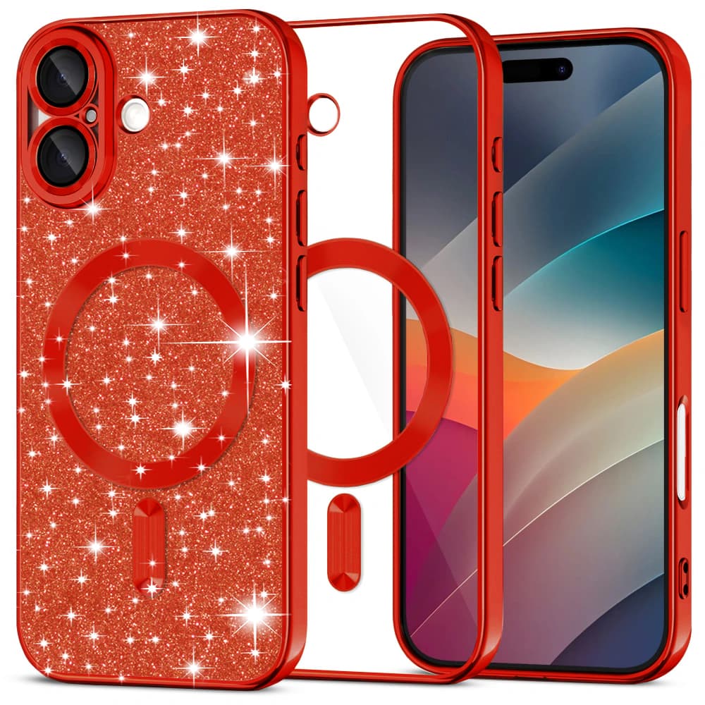 Techsuit Luxury Glitter MagSafe pro iPhone 17 červený - náhled 1