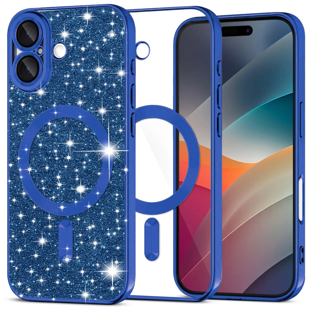 Techsuit Luxury Glitter MagSafe pro iPhone 17 v tmavě modré - náhled 1