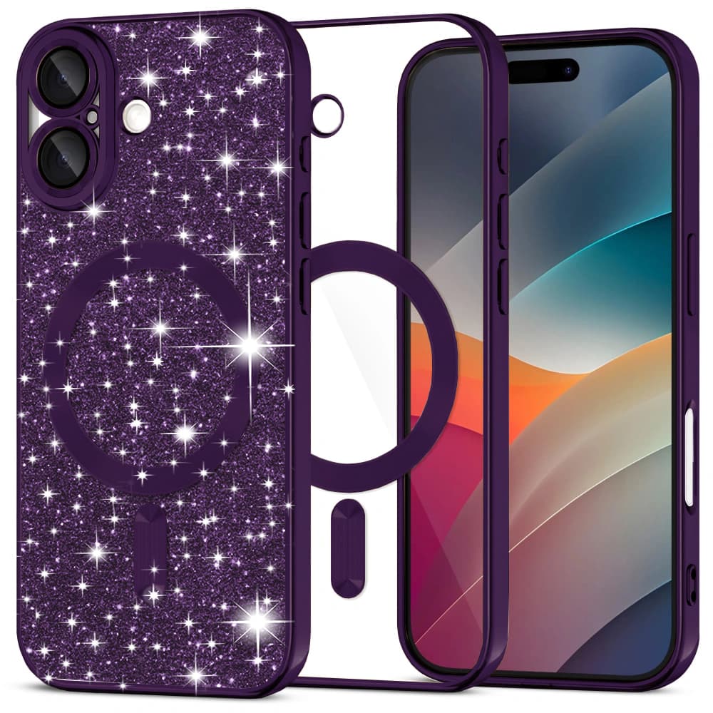 Techsuit Luxury Glitter MagSafe pro iPhone 17 v tmavě fialové - náhled 1