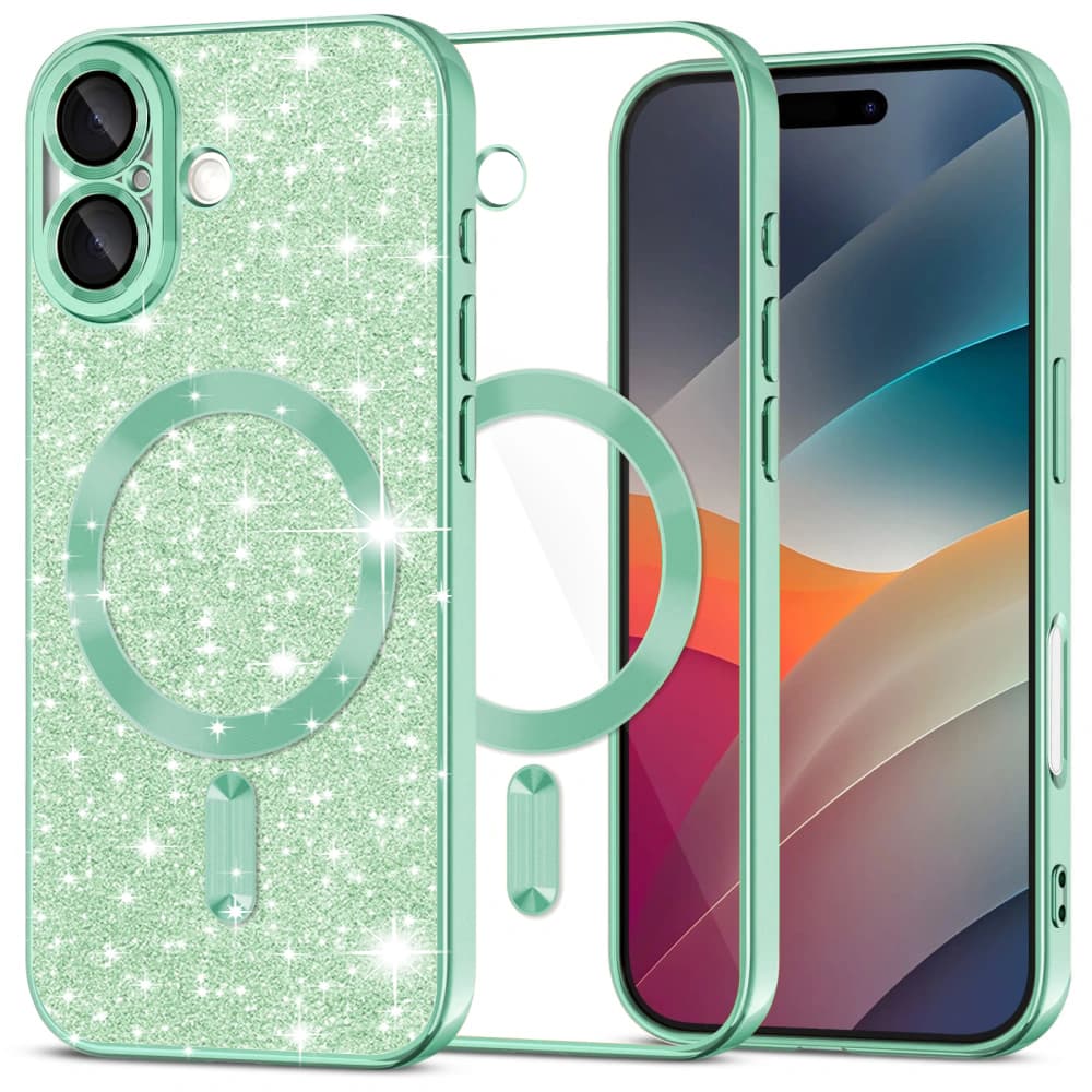 Techsuit Luxury Glitter MagSafe pro iPhone 17 světle zelená - náhled 1
