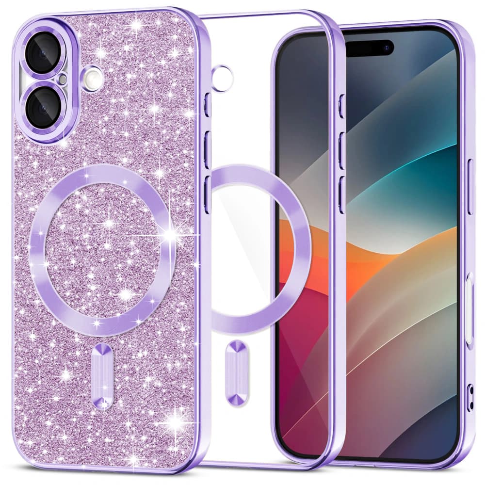 Techsuit Luxury Glitter MagSafe iPhone 17 světle fialová - náhled 1