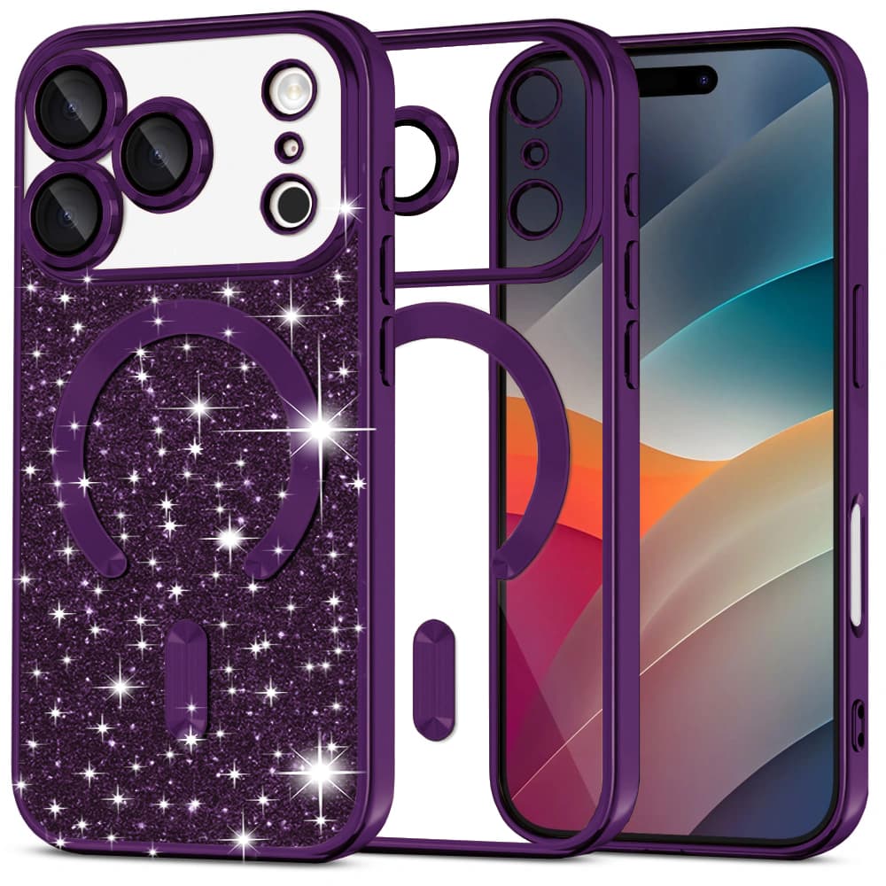 Techsuit Luxury Glitter MagSafe pro iPhone 17 Pro v tmavě fialové - náhled 1