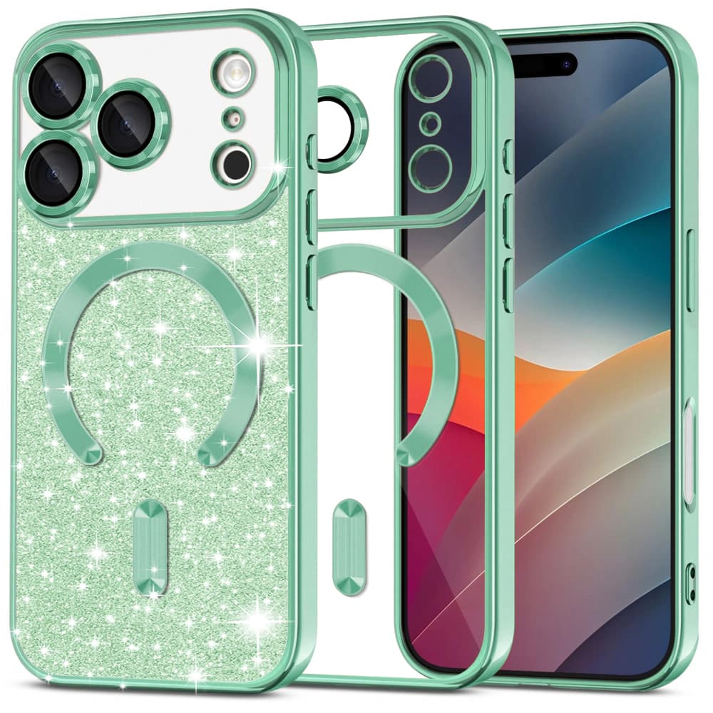 Techsuit Luxury Glitter MagSafe pro iPhone 17 Pro světle zelená - náhled 1