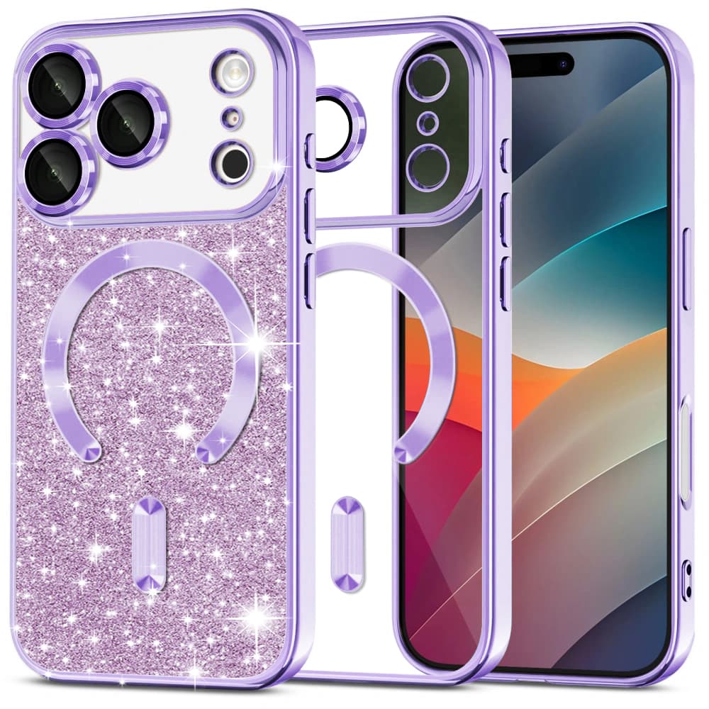 Techsuit Luxury Glitter MagSafe pro iPhone 17 Pro světle fialová - náhled 1