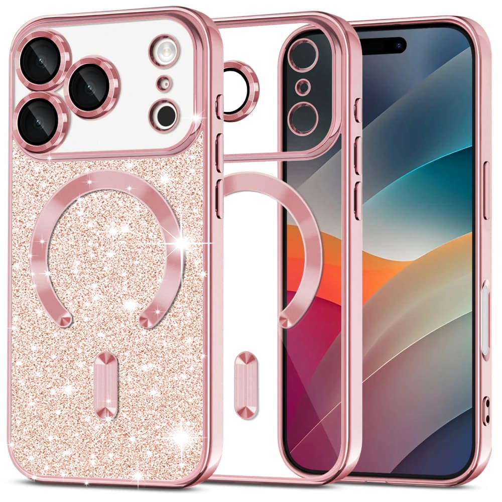 Techsuit Luxury Glitter MagSafe pro iPhone 17 Pro růžově zlatý - náhled 1