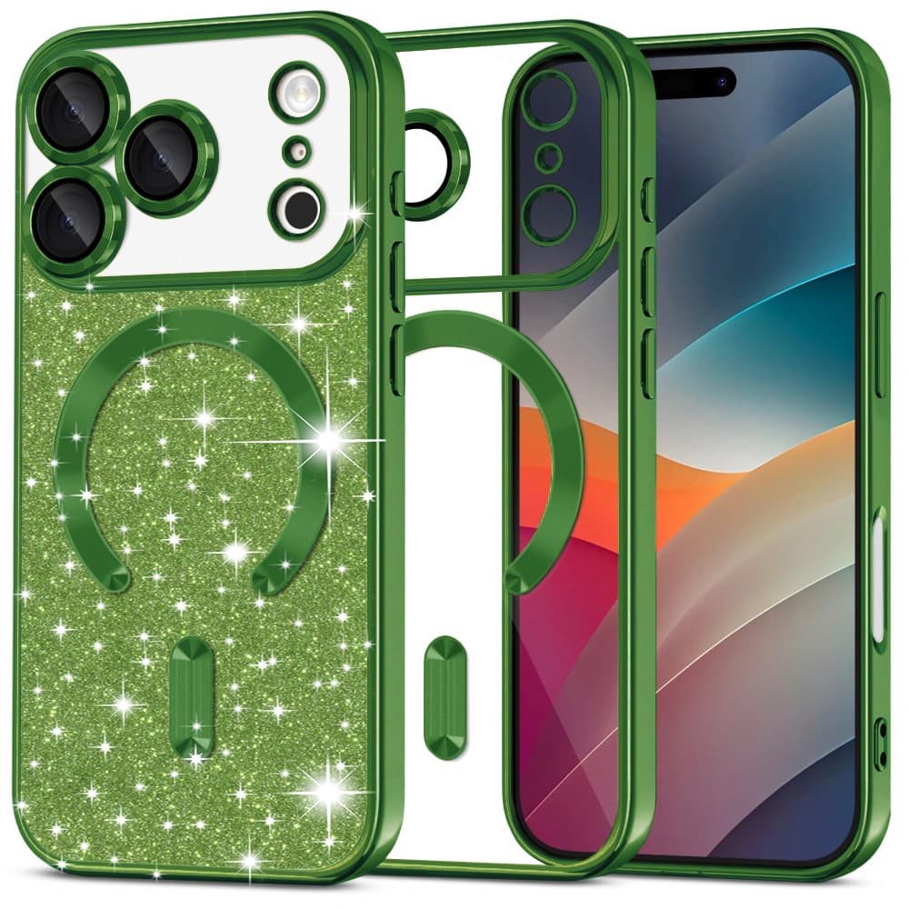 Techsuit Luxury Glitter MagSafe pro iPhone 17 Pro Max tmavě zelená - náhled 1