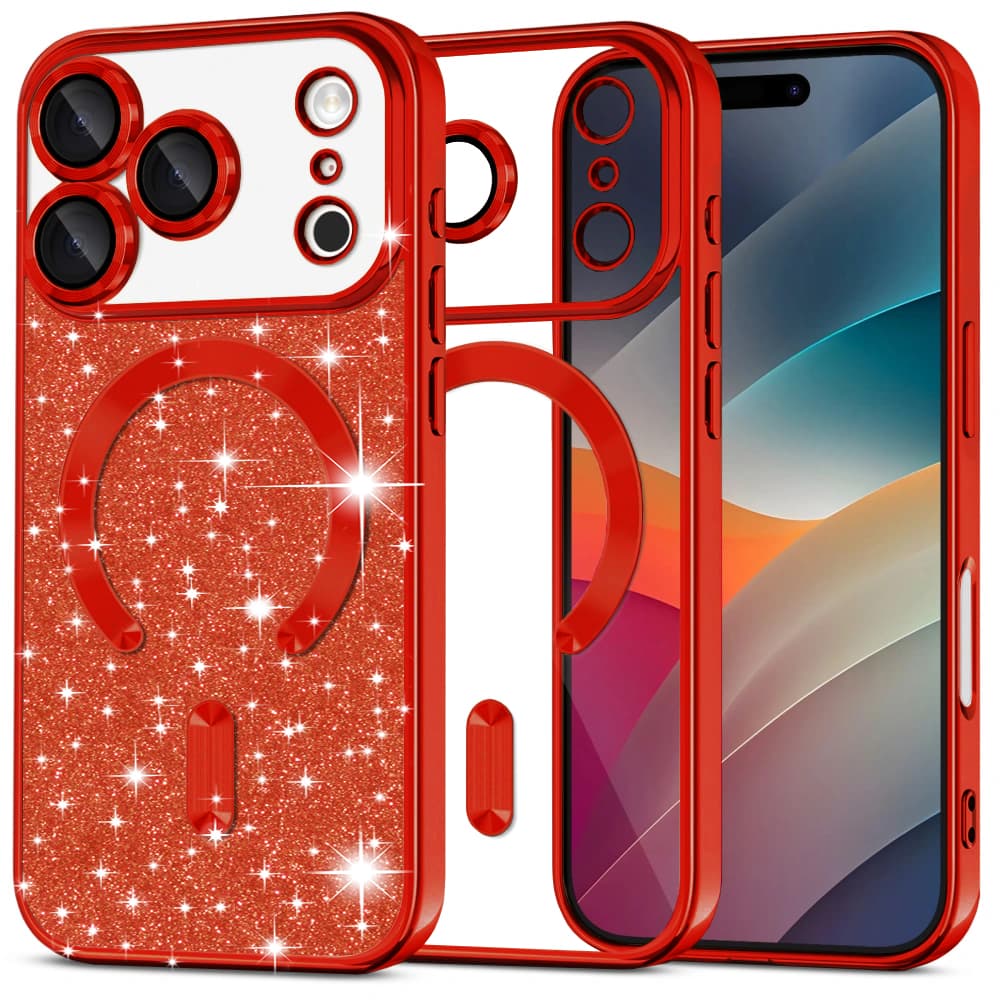 Techsuit Luxury Glitter MagSafe pro iPhone 17 Pro Max červený - náhled 1