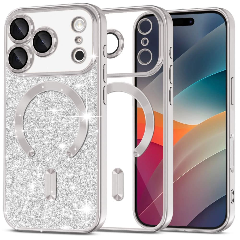 Techsuit Luxury Glitter MagSafe pro iPhone 17 Pro Max stříbrný - náhled 1