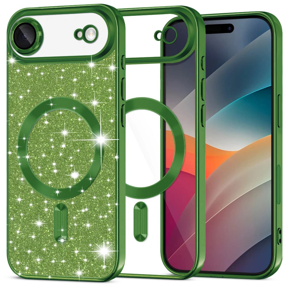 Techsuit Luxury Glitter MagSafe pro iPhone 17 Air v tmavě zelené - náhled 1