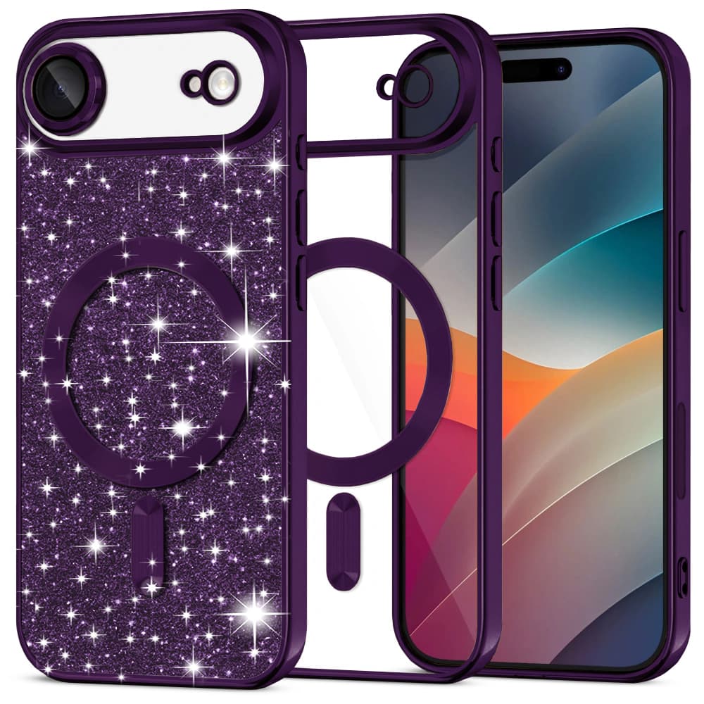 Techsuit Luxury Glitter MagSafe pro iPhone 17 Air v tmavě fialové - náhled 1