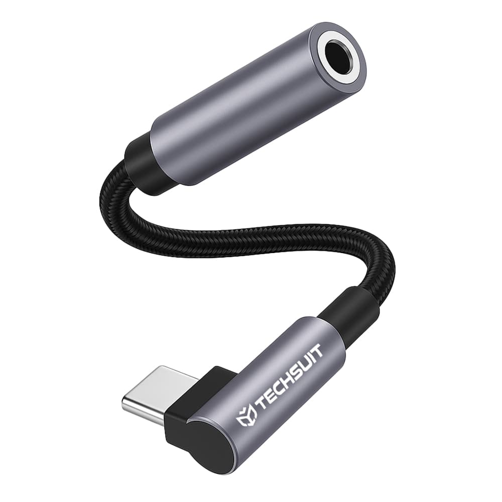 Techsuit Premium Cable Adapter MusicDoX AC7 Type-C na 3.5mm Jack 0.1m šedý - náhled 1