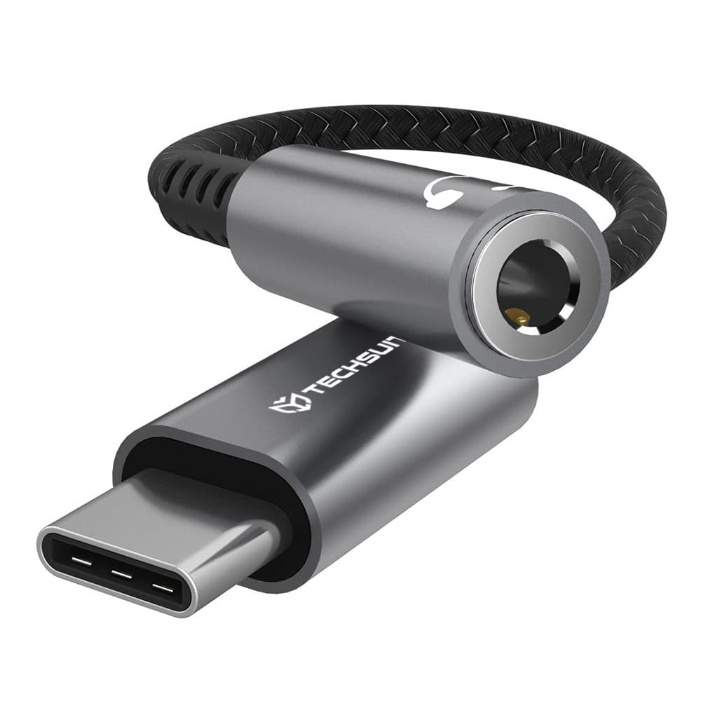 Techsuit Premium Cable Adapter SonicPiX AC14 Type-C na 3.5mm Jack 0.1m šedý - náhled 1