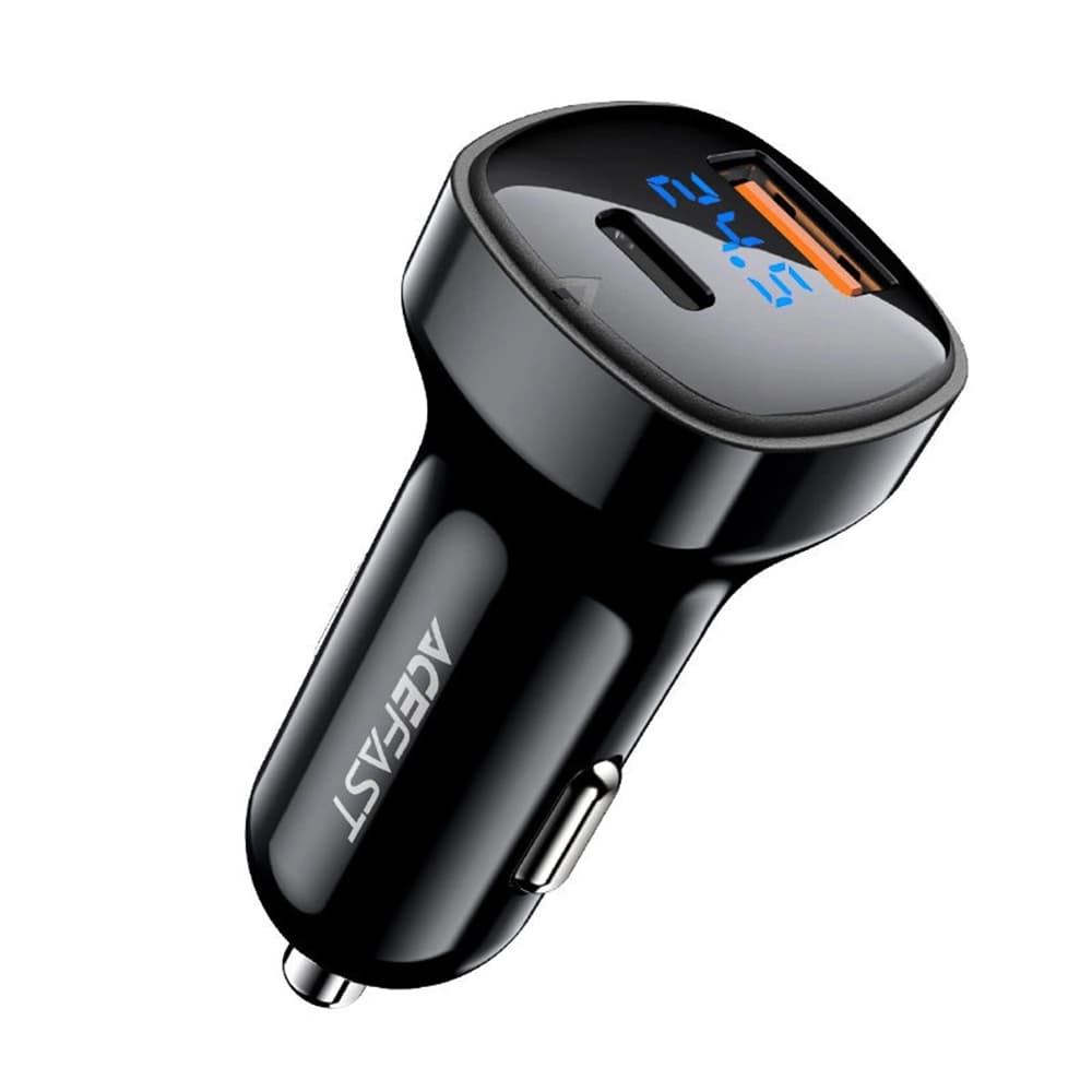 Acefast Car Charger B4 s digitálním displejem rychlonabíjení USB Type-C 66W černá - náhled 1