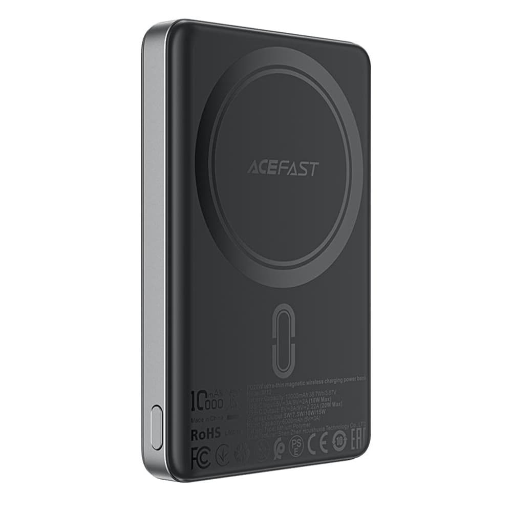 Acefast Magnetic Wireless Power Bank M12-10000 ultra tenká Type-C 10000mAh černá - náhled 1