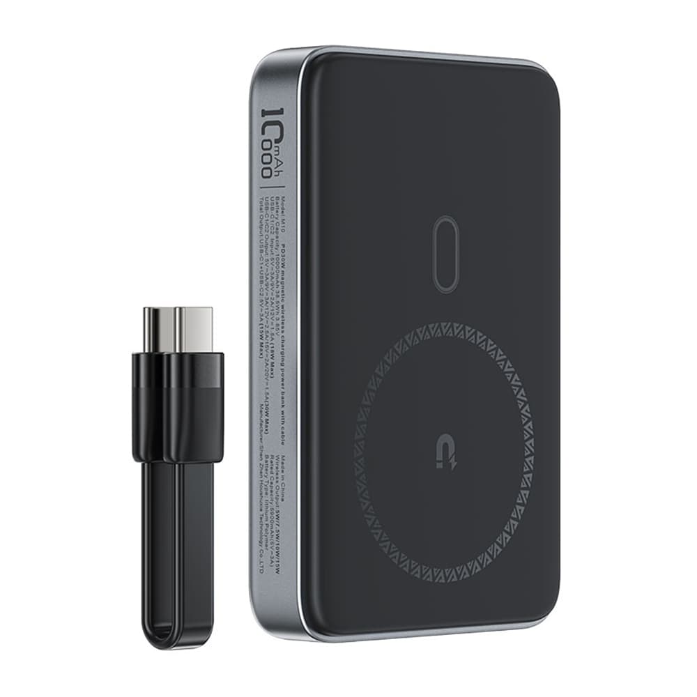 Acefast Magnetic Wireless Power Bank M10-10000 s kabelem Type-C černá - náhled 1