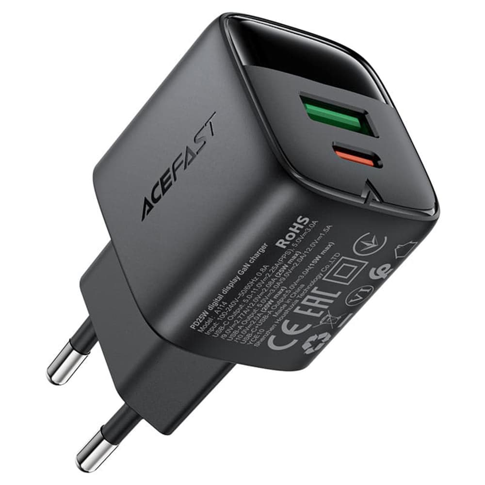 Acefast Wall Charger A114 s digitálním displejem rychlé nabíjení černá - náhled 1