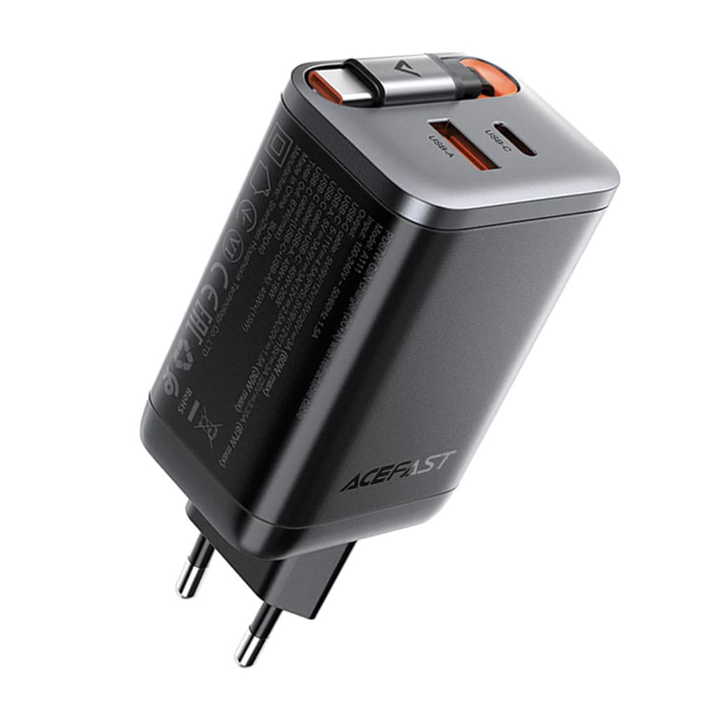 Acefast Wall Charger A111 s navíjecím kabelem rychlonabíjení černá - náhled 1