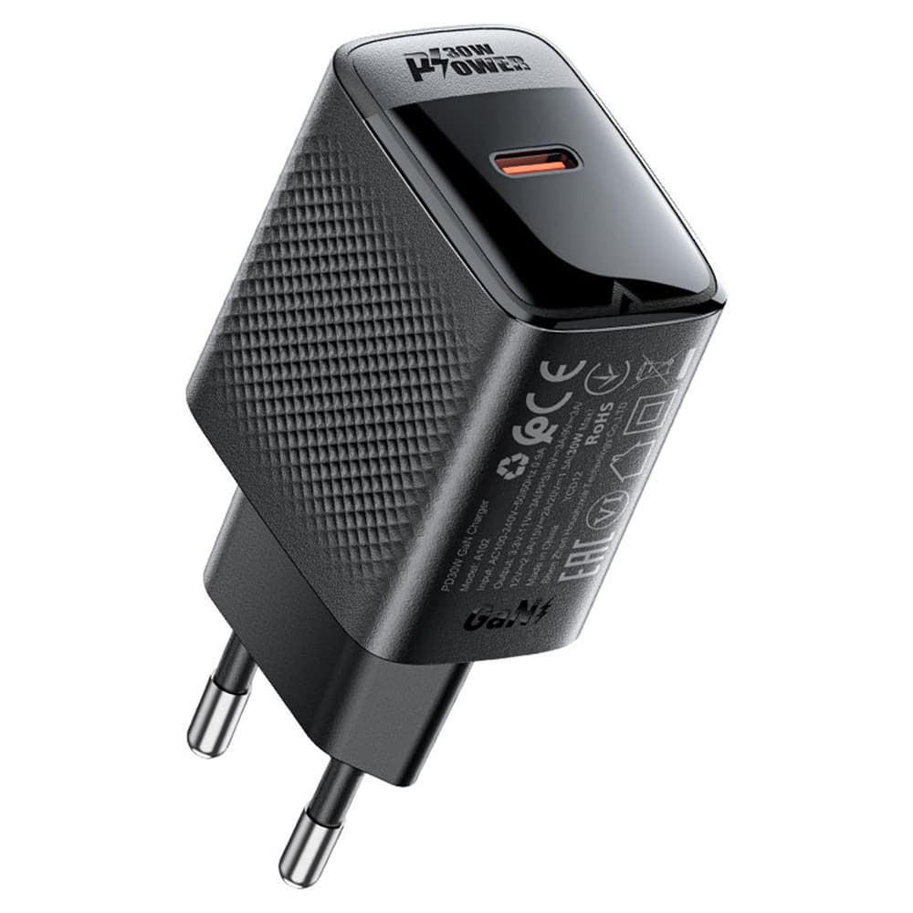 Acefast Wall Charger A102 GaN Rychlonabíječka Type-C PD30W Smart Chip černá - náhled 1