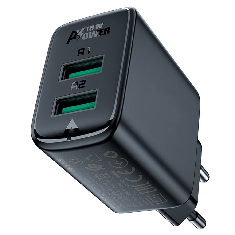 Acefast Wall Charger A33 Dvojitý Port Rychlé Nabíjení 2x USB QC18W Černá - náhled 1
