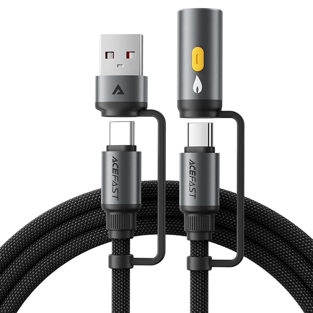 Acefast Data Cable J6 Multifunkční Rychlonabíjecí USB USB-C na Type-C Zapalovač 60W 3A 1.2m Černá - náhled 1