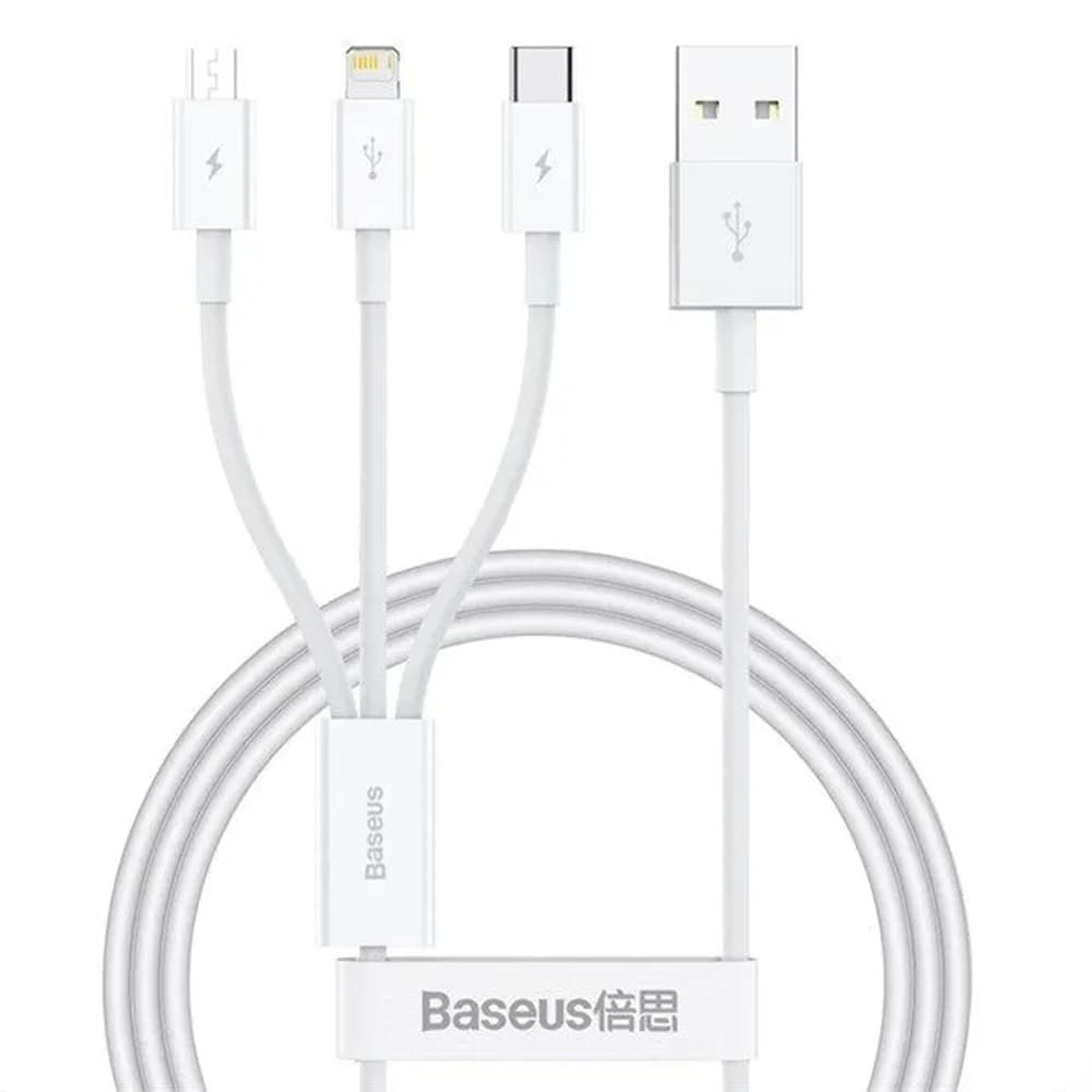 Baseus datový kabel USB na USB-C Lightning Micro-USB 100W 1.5m bílý - náhled 1