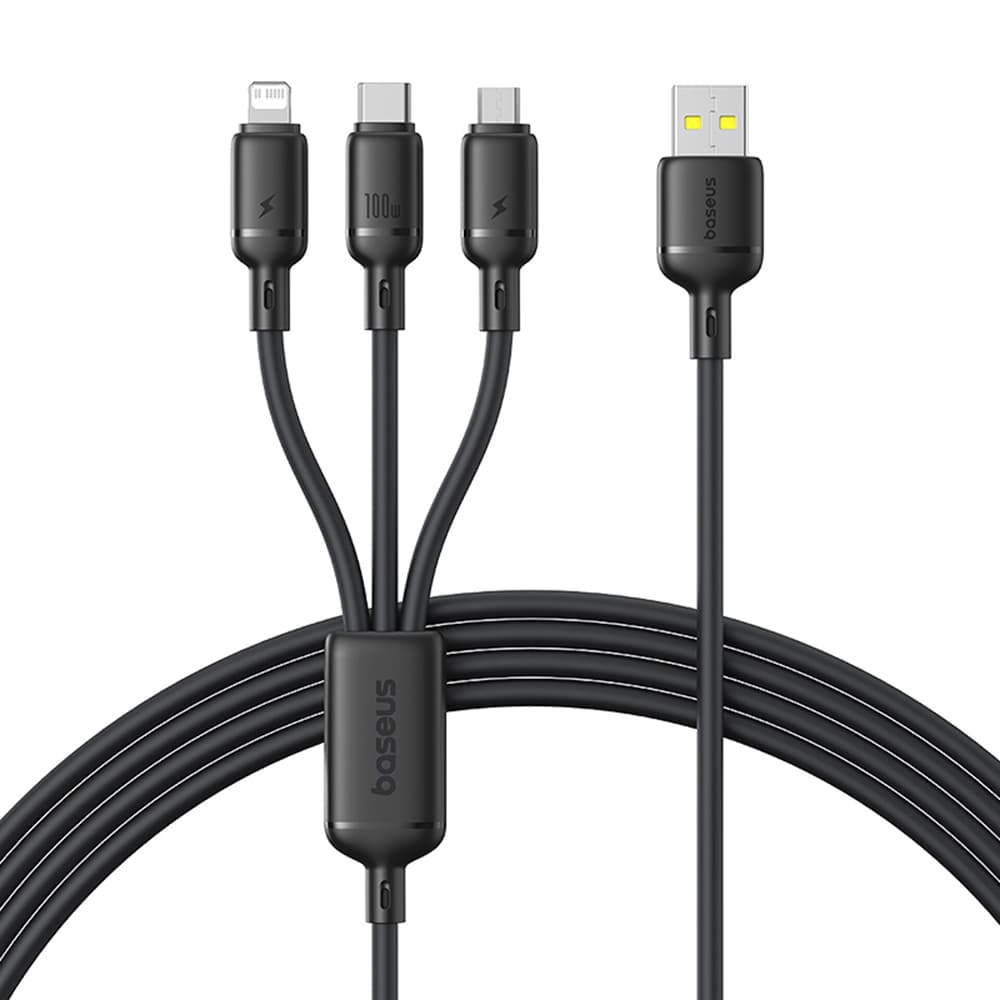 Baseus Data Cable Silky 1.5m černý USB USB-C Lightning Micro-USB 100W 480Mbps - náhled 1