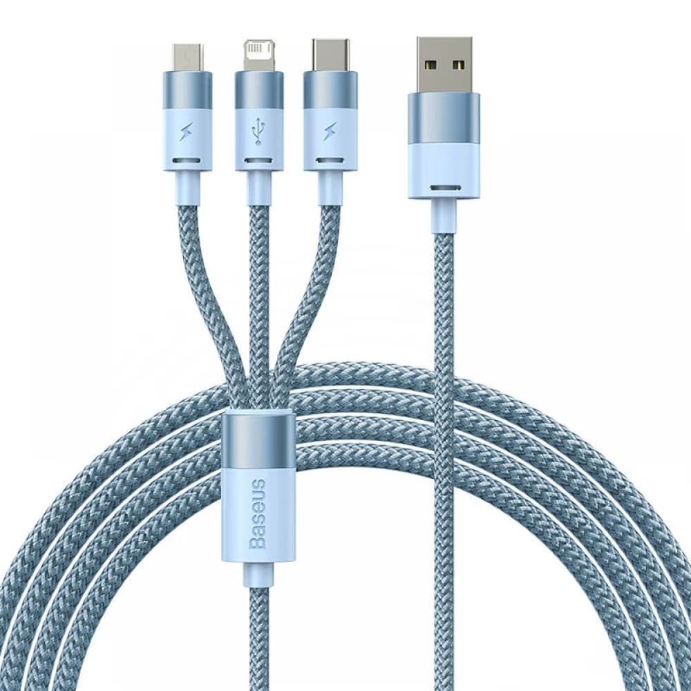 Baseus Data Cable StarSpeed 1.2m modrý USB Lightning Micro-USB USB-C 20W - náhled 1