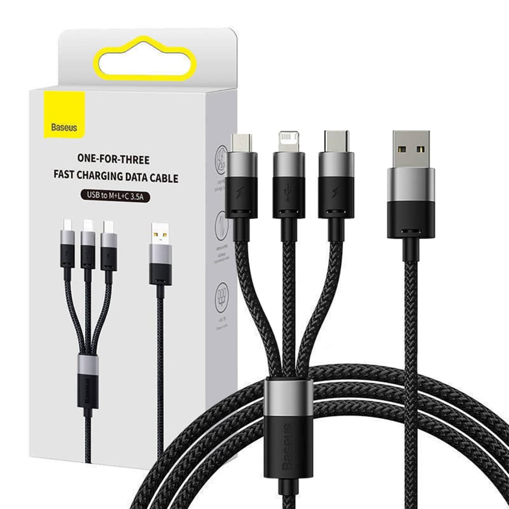Baseus kabel StarSpeed USB na Type-C Lightning Micro-USB 100W 1.5m černý - náhled 1