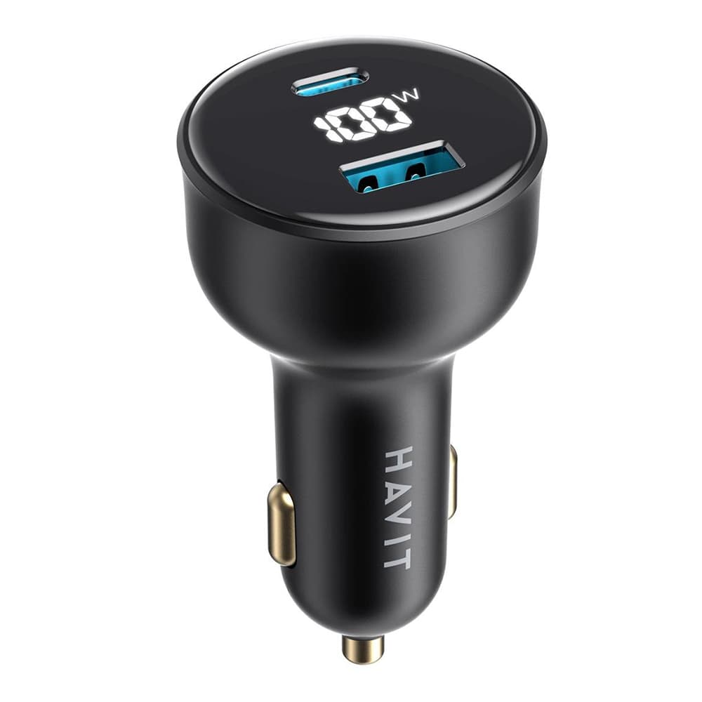 Havit Car Charger CC100W USB Type-C PD100W PC s digitálním displejem černý - náhled 1
