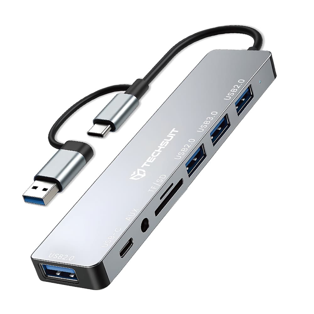 Techsuit Docking Station DataBridge 8 in 1 H9 USB Type-C šedá - náhled 1