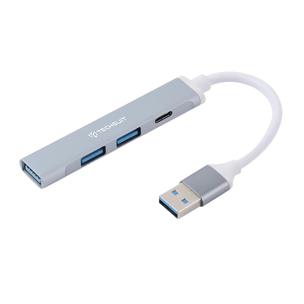 Techsuit Docking Station PolarisBridge 4 v 1 (H19) USB na 2x USB 2.0 1x USB 3.0 1x Type-C šedá bílá - náhled 1