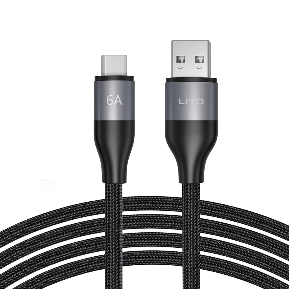 Lito Data Cable LD23T USB na Type-C Rychlé nabíjení Pletený nylon 1m Šedá - náhled 1