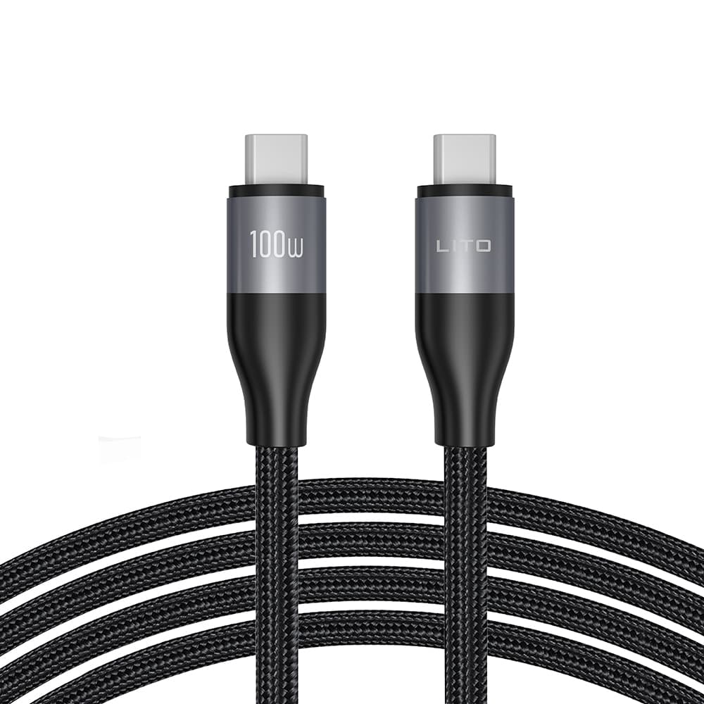 Lito Data Cable LD23CC Type-C na Type-C Rychlé nabíjení Pletený nylon 1m Šedá - náhled 1