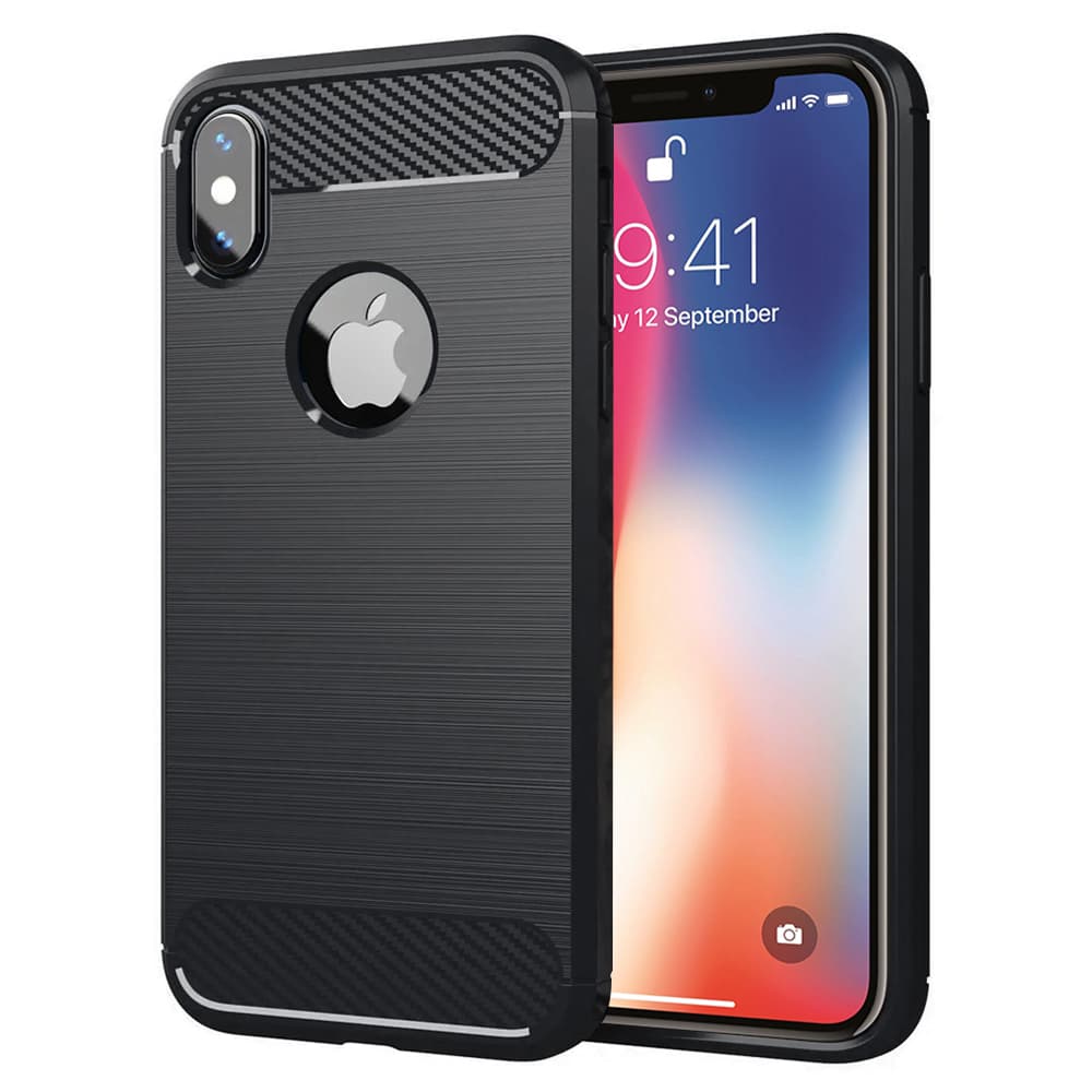 Techsuit Carbon Silicone pro iPhone X iPhone XS černý - náhled 1